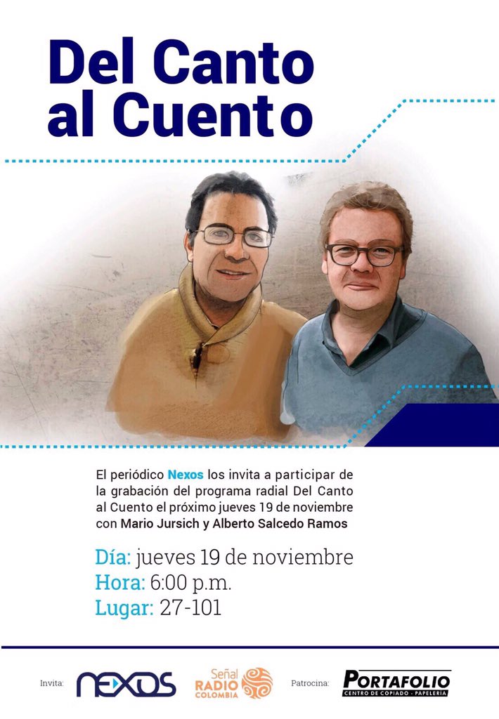 oeeafit's tweet photo. Este Jueves 19 de Noviembre  te invitamos a la grabación del programa radial "Del Canto al Cuento" @PeriodicoNexos https://t.co/yWbxKrOXlw