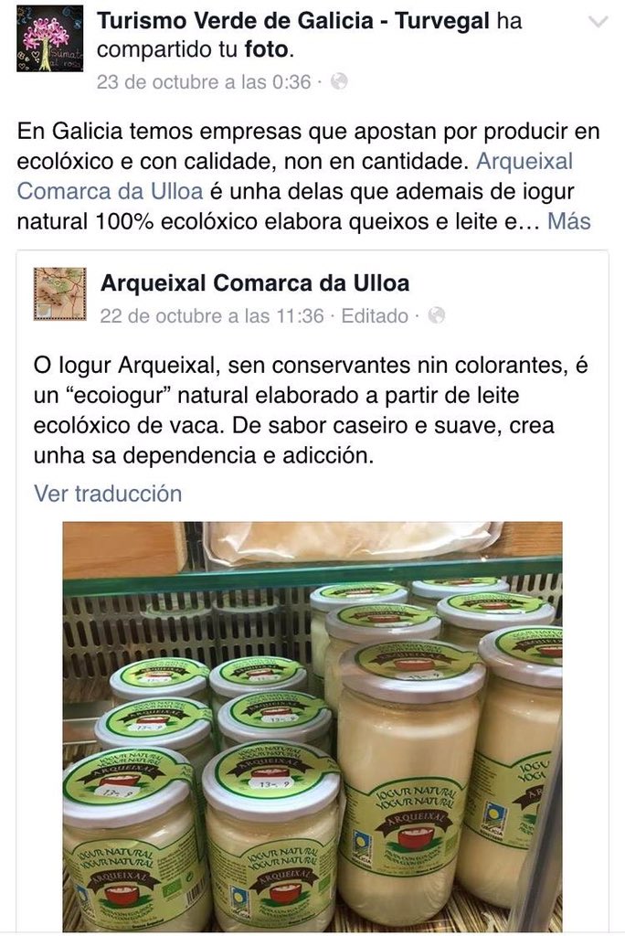 Millóns de grazas a Turismo Verde de Galicia- Turvegal por valorar tanto a nosa filosofía de traballo e de vida!