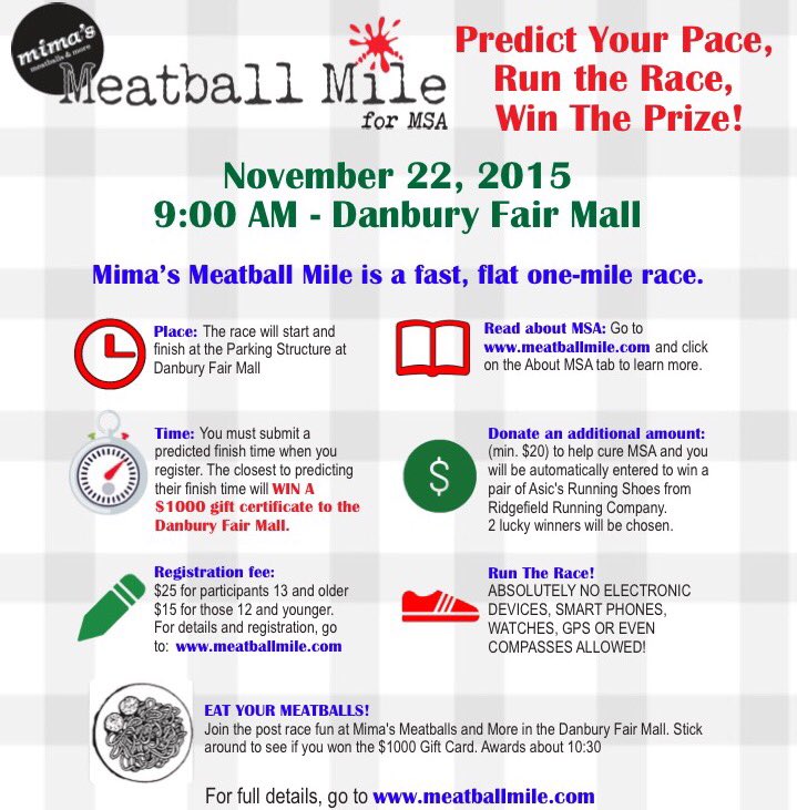rexgriswoldfnd's tweet photo. @HeidiVoight join us Sunday for @MeatballMile race at @DanburyFair mall. #runningforrex https://t.co/UsZlJmgy0A https://t.co/NCFkW7QzLb