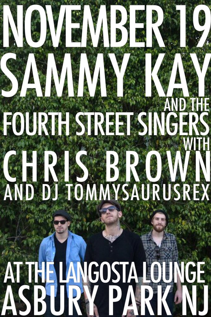 CurtisIrie's tweet photo. Tomorrow night in Asbury Park! #sammykay #fourthstreetsingers #chrisbrown https://t.co/O1oyPs92GR
