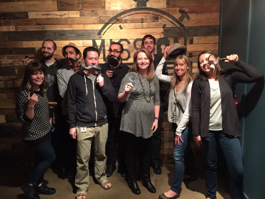 PardotEng's tweet photo. We escaped! Some of us teamworked our way out of the hotel at #missionescapeatlanta last night. https://t.co/YiTXhktkei