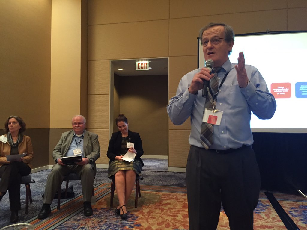 FoodSafetyTech's tweet photo. Brian Bedard gets crowd ready for rousing debate on food safety #culture at #2015FSC @GroceryMakers https://t.co/b96jyYiy3Y