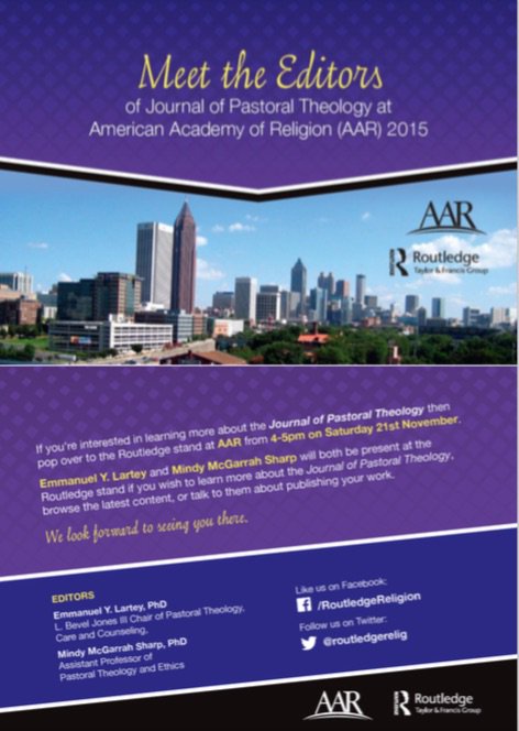 Attending #AARSBL Atlanta? Stop by T&amp;F @RoutledgeRelig. Meet JPT editors <a href="/mmcgsharp/">Mindy McGarrah Sharp</a> &amp; Emmanuel Lartey Sat 11-21 4-5p