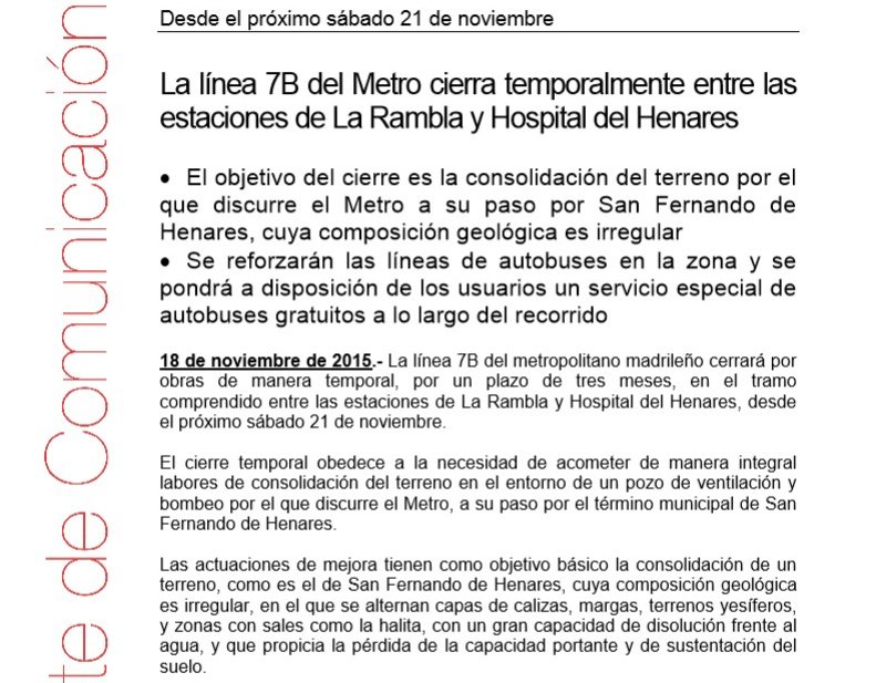 juanfdelacruz's tweet photo. La línea 7B de @metro_madrid, inaugurada en 2007, ya ha sufrido 3 cierres temporales. El últmo, en 2014... https://t.co/1clpNBxR2R