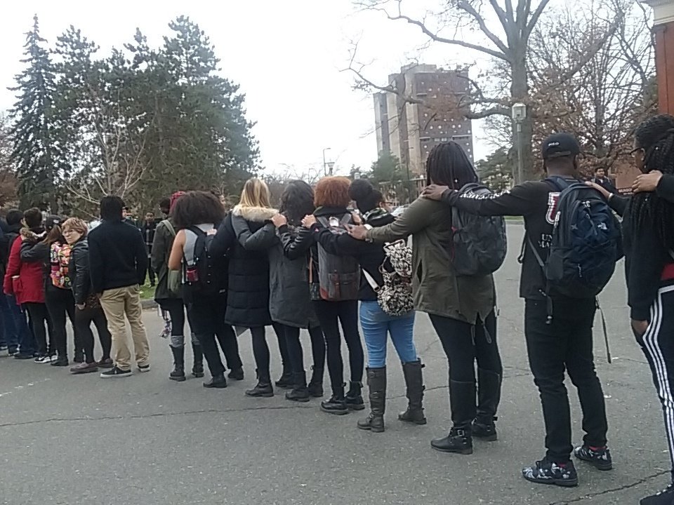 OprahRevish's tweet photo. #umassblackout #StudentBlackOut  storming the tower https://t.co/oQVa9dOPQ7