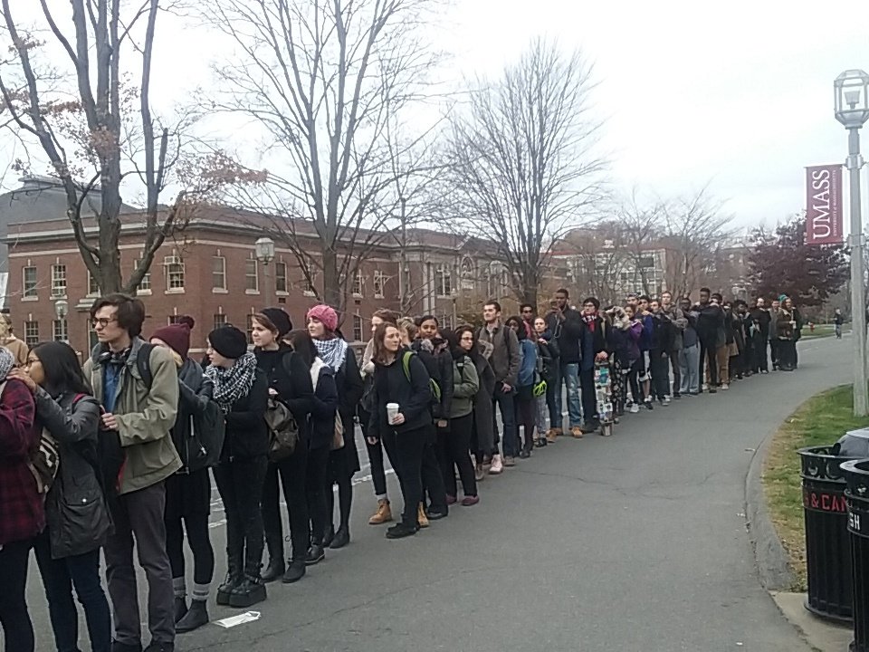 OprahRevish's tweet photo. #umassblackout #StudentBlackOut  storming the tower https://t.co/oQVa9dOPQ7