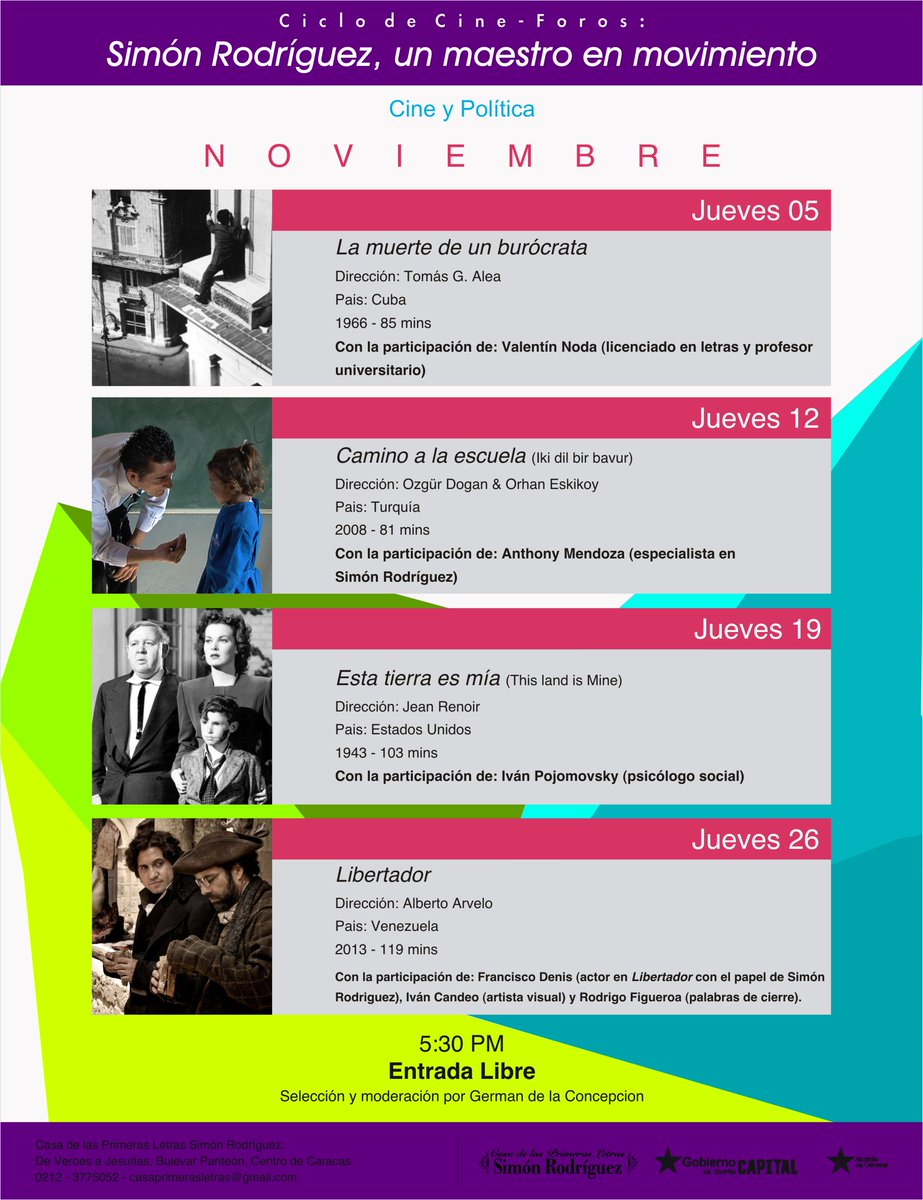 #NotiSapiens MAÑANA JUEVES #19Nov / Continua la Programación de CineForos #CasaDeLasPrimerasLetras / @CcsTuCapital