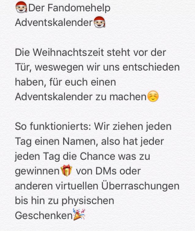 fandomehelp's tweet photo. Wir hoffen mit euch eine schöne Weihnachtszeit zu haben und euch so die ein oder andere Freude zu bereiten💕
- Owners https://t.co/1o7nKVNhBh