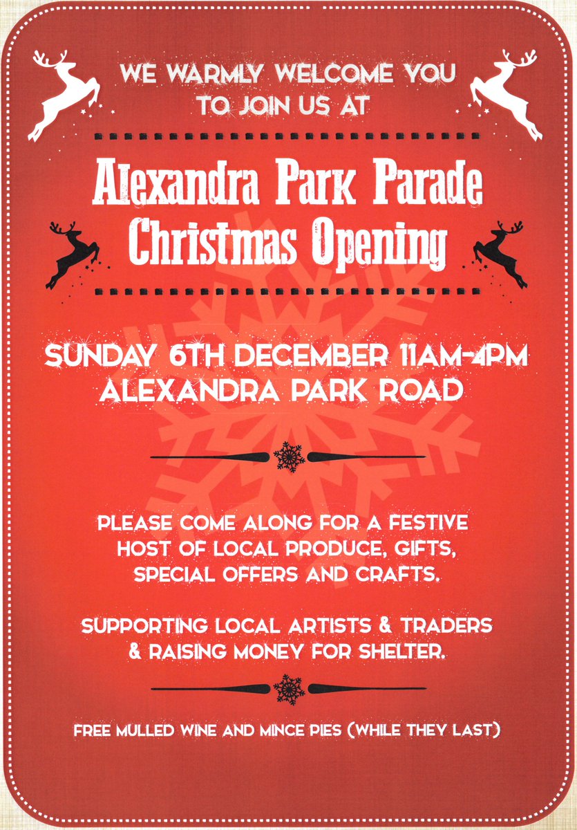 AlexandraParkRd's tweet photo. Save the date for our Christmas Pop Up on Ally Pally parade #localbusiness #christmasmarket #allypally #muswellhill https://t.co/MXNbpZvrLq