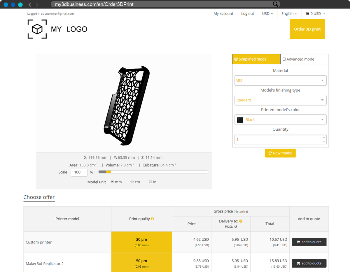 printelize's tweet photo. Just launched our online sales platform for #3dprinting bureaus! Try it for free here https://t.co/HKc1XvtpXe https://t.co/g8nsL3AC07