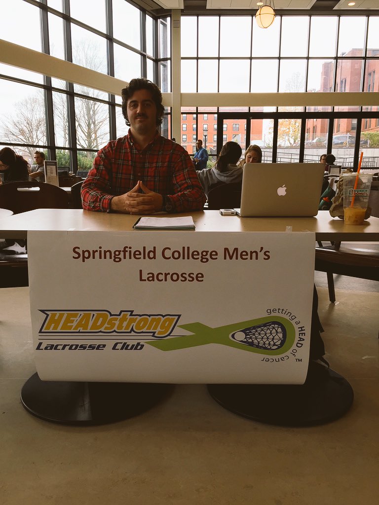 SCMens_Lax's tweet photo. Visit the @SpfldCollege Union to see our @HEADstrongFnd table and SR. midfielder Ben Menard to help end cancer! https://t.co/KUpsVRU7sH
