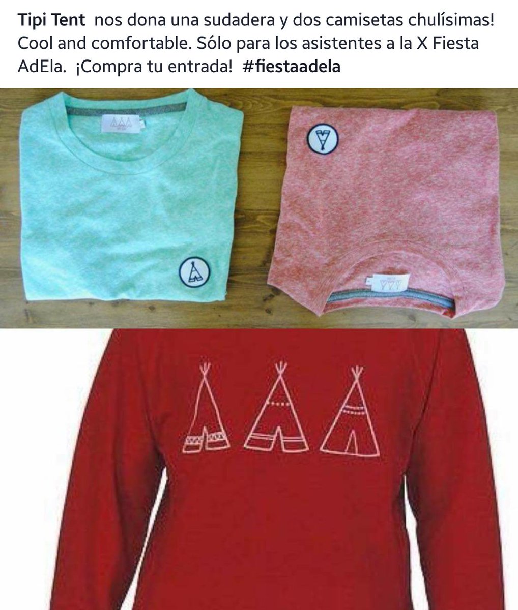 adelaespana's tweet photo. estupendas sudaderas donadas por @tipitent para la X Fiesta ADELA 🎁 https://t.co/DAvGUVCoUD