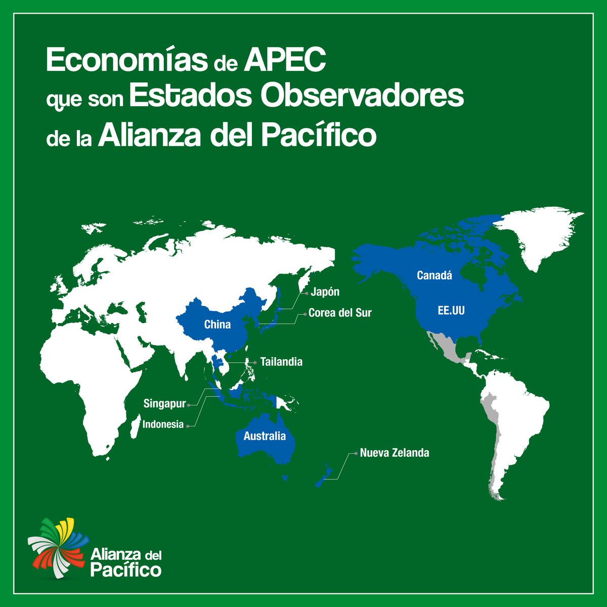 A_delPacifico's tweet photo. ¿#SabíasQue de las 21 economías de @APEC, 10 son Estados Observadores de la #AlianzaDelPacífico? #APyAPEC #SomosAP https://t.co/mQfkWo2rbw