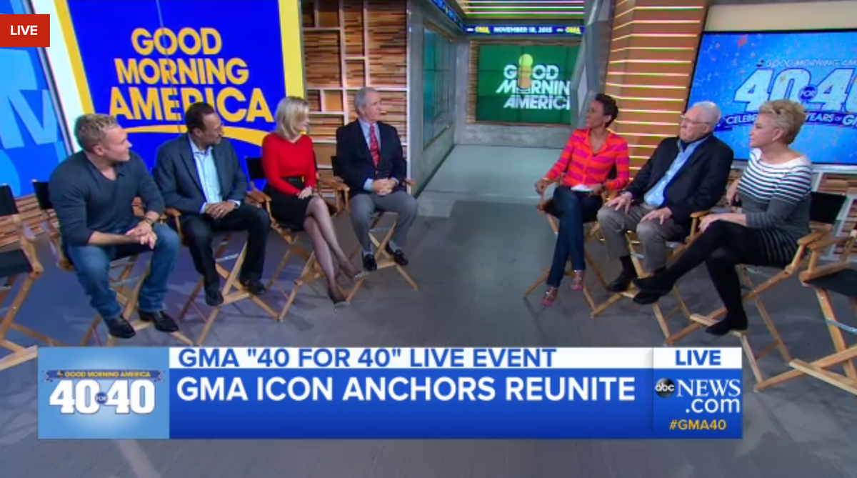 The whole gang is back in town! <a href="/GMA/">Good Morning America</a> anchors reunite only on #GMA40! WATCH LIVE: abcnews.com/GMA40