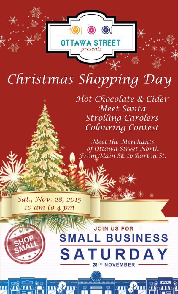 OttawaStBIA's tweet image. Next weekend is Small Business Saturday where you can park for FREE (street) while Christmas Shopping on Ottawa St!