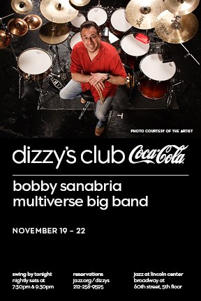 BobbySanabria's tweet photo. Opening night tomorrow! #MultiGrammy nom #BSanabria Multiverse #BigBand @Dizzy's #NYC #jazz #Latinjazz #Nov19-22 https://t.co/FtHu0itepW
