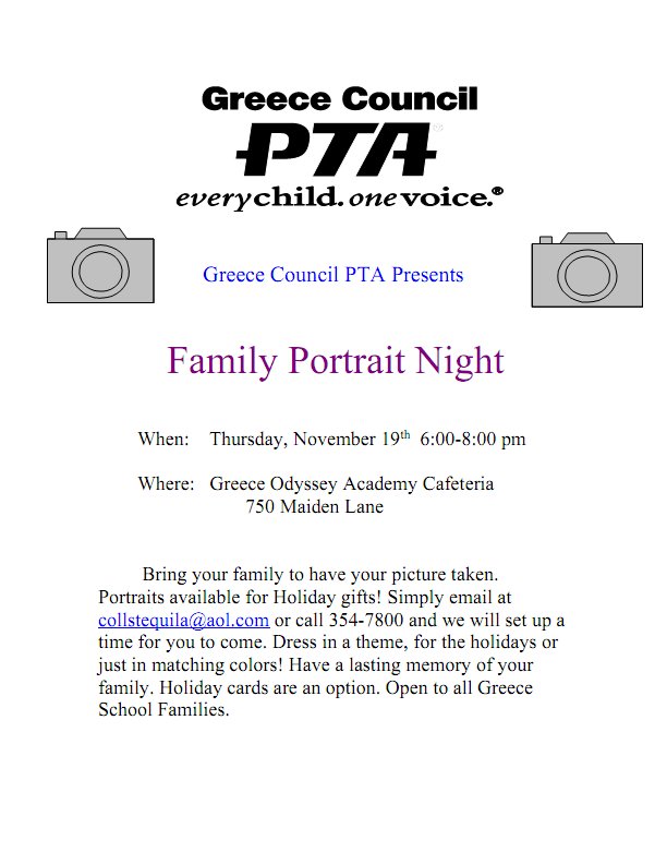 PaddyHillPTA's tweet photo. Family Portrait Night is Tomorrow at Odyssey Academy 6-8pm https://t.co/oxlnsYWJqW
