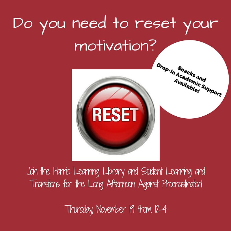 nuStudentLT's tweet photo. Join #nuStudentLT and @Library4NUCC for the Long Afternoon Against Procrastination! Tomorrow from 12-4. #Momentum https://t.co/JNxt1G61bT