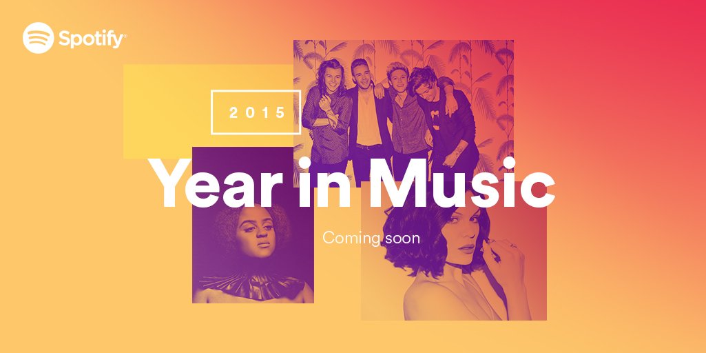 Spotify's tweet image. See how your music crushes add up after a year of plays &amp;amp; repeats. #Spotify2015 Year in Music, coming in December.