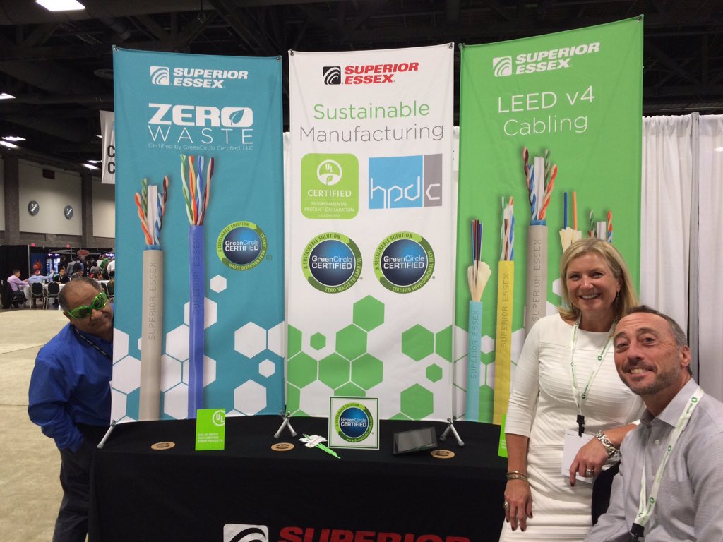MattMWheeler's tweet photo. @Greenbuild @SuperiorEssex bth 3851 Data cables with EPDs/HPDs + Zero Waste to Landfill plant + #REDlistFree opts! https://t.co/Ijv37jaO7d