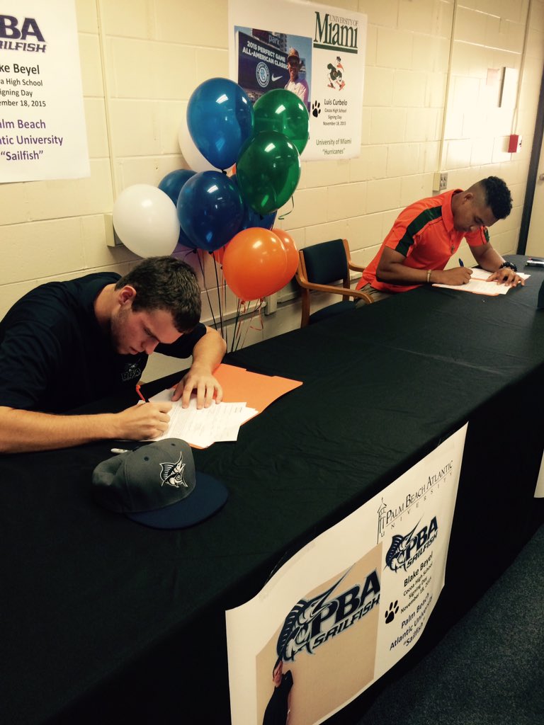 CocoaHighSchool's tweet photo. Congratulations to early signees Luis Curbelo and Blake Beyel #StudentAthletes #TigerPride #TigerBaseball https://t.co/QTv9cTrD1P