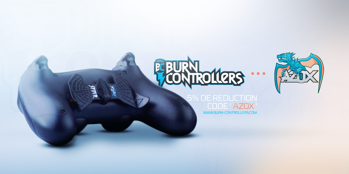 AzoX360's tweet photo. Economisez 5% sur vos #ReflxPS4 chez @BurnControllers avec mon code AZOX ! 🔥 https://t.co/K2lr9BbBL7