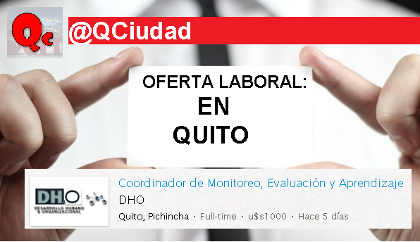 QCiudad's tweet photo. #OfertaLaboral En @QCiudad: Coordinador de Monitoreo, Evaluación y Aprendizaje | Link: https://t.co/2Q6s0Shpfn https://t.co/VHUBo1jQQb
