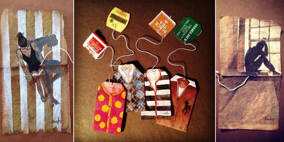 AIGAdesign's tweet photo. Sweet... and flavorful! @RubySilvious' #365DaysOfTea painted tea bags https://t.co/4pTgG8iKMW @fubiz 🍵 https://t.co/JJ34hmi02P