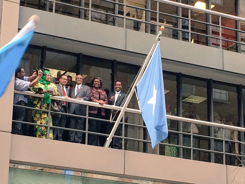 HannahWatsonSG's tweet photo. Delighted to witness the flag raising today in DC. #somaliEmbUS_reopens https://t.co/wKve6f6iaa