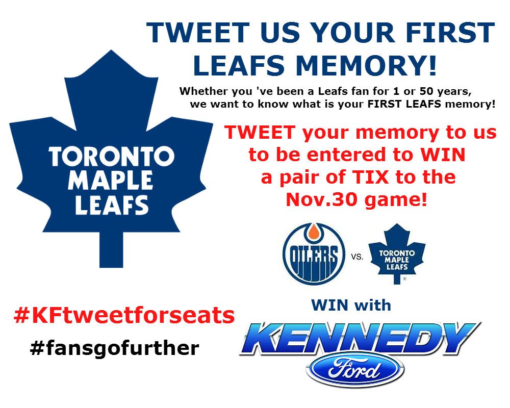 Kennedy_Ford's tweet photo. #WIN @mapleleafs tix! We want to know YOUR 1st LEAFS Memory! pls tweet it and RT this tweet! use #KFtweetforseats https://t.co/3laz6C83mR