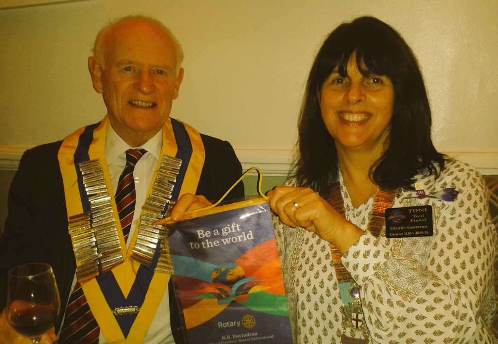 Great to have @RotaryinLondon DG Toni with us tonight. Great news about how close we are with <a href="/EndPolioNow/">EndPolioNow</a>