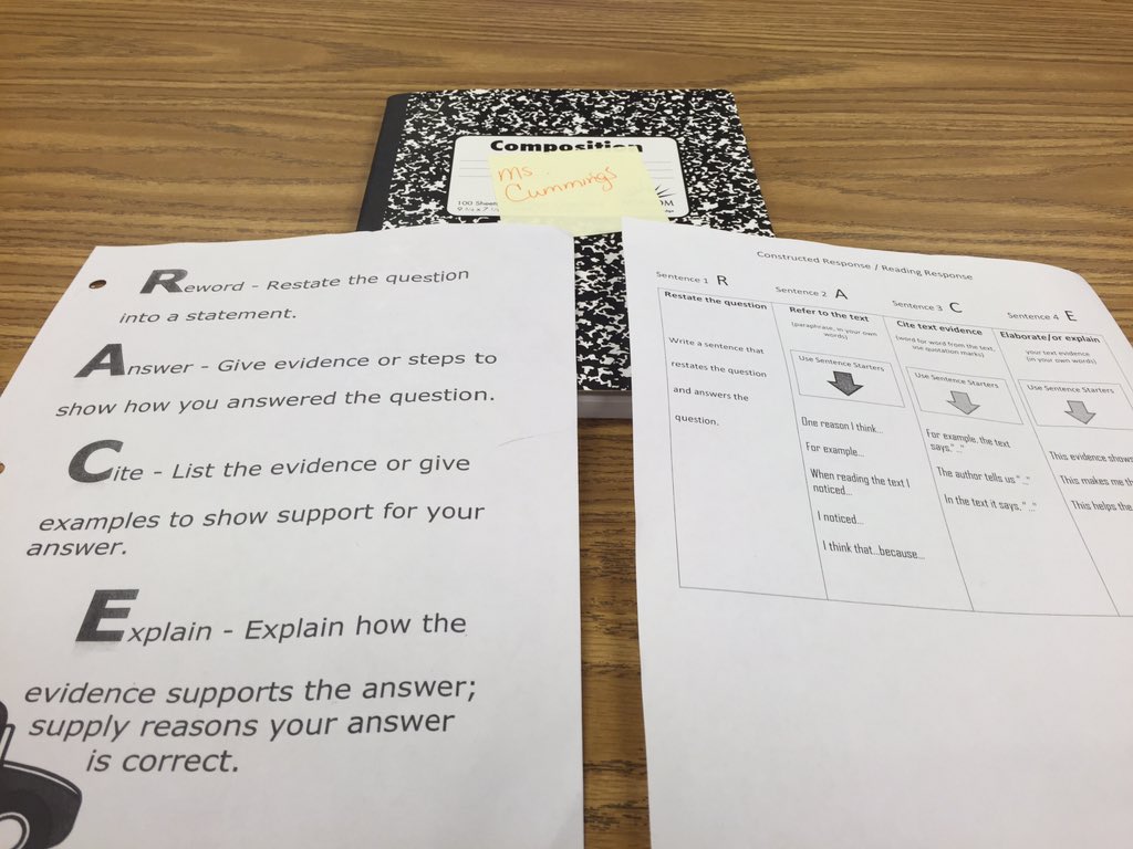 Cooper discusses the RACE reading strategy as they review student constructed response results during data mtgs. 👍