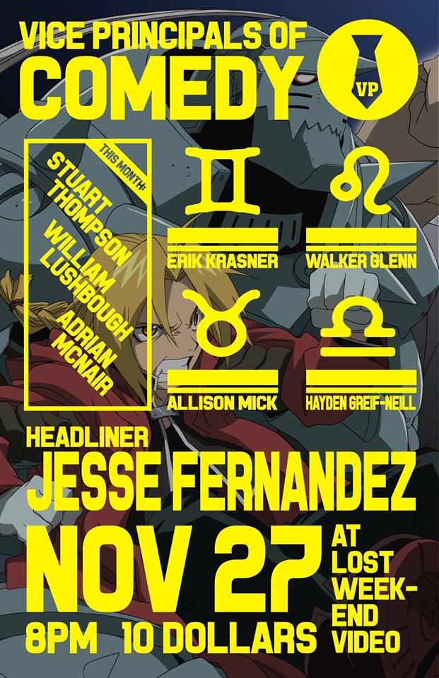 Friday 11/27 we got <a href="/JesseFernandez/">Jesse Fernandez</a> headlining! Come on down to the basement next week!

tix lwvpsofcomedy.eventbrite.com