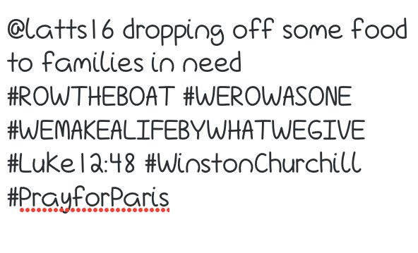 tsnhockeylandon's tweet photo. #ROWTHEBOAT #WEROWASONE #WEMAKEALIFEBYWHATWEGIVE #Luke12 #WinstonChurchill #PrayforParis @latts16 https://t.co/NDG9L102b5