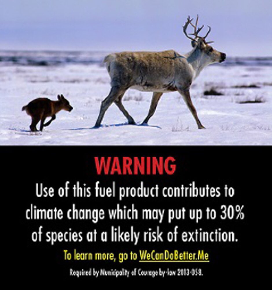 DanBurritt's tweet photo. Guilt trip or good advice? Climate change labels to be @CityOfNorthVan gas pumps. 6pm @CBCVancouver Ch3/HD209 #cbc https://t.co/t47Y4oCXvC