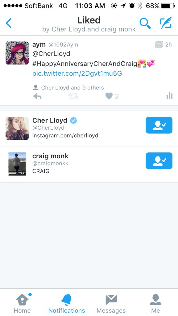 1092Aym's tweet photo. @CherLloyd @craigmonkk 
OMG!!
Thank you for notice
and liked my tweet😳🌟
I can't belive and 
I can't help crying😭💗💗💗 https://t.co/JvUPjuEBXJ