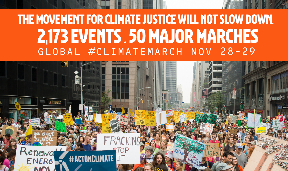 ClimateMarch15's tweet photo. A movement this big will not be slowed by canceling one march. Join Nov 28-29 #ClimateMarch https://t.co/LW8cmAe2JG https://t.co/XT8lSV0JQb