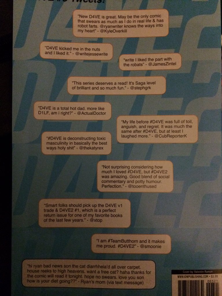 dbs_and_dragons's tweet photo. Holy crap, that's me on the back of issue 3 of #D4VE2. Commentary still stands. Great books. https://t.co/ASJH1rn4p4