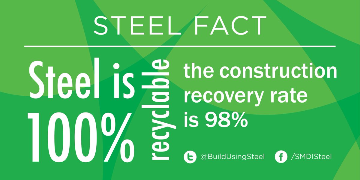 BuildwithVision's tweet image. RT @BuildUsingSteel &quot;#Steel is 100% recyclable; the construction recovery rate is 98%&quot; #BuildSteel