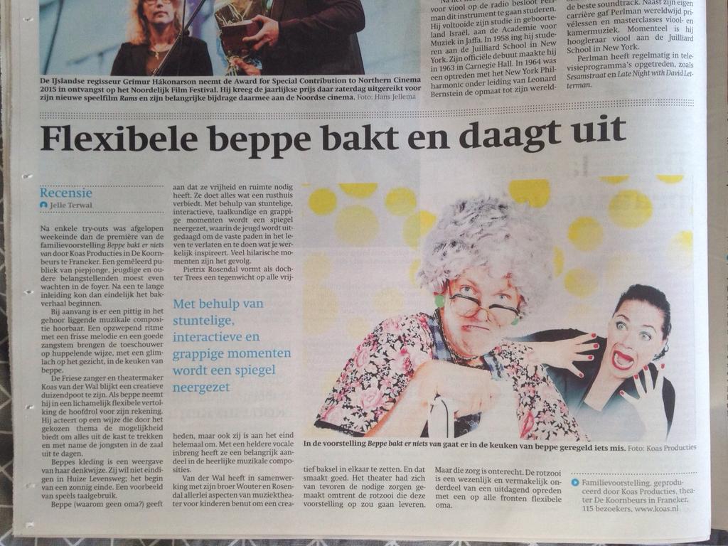 pietrixdijkstra's tweet photo. We hadden een super recensie in @frieschdagblad voor #beppebakternietsvan #trots https://t.co/HDEh60TW9r