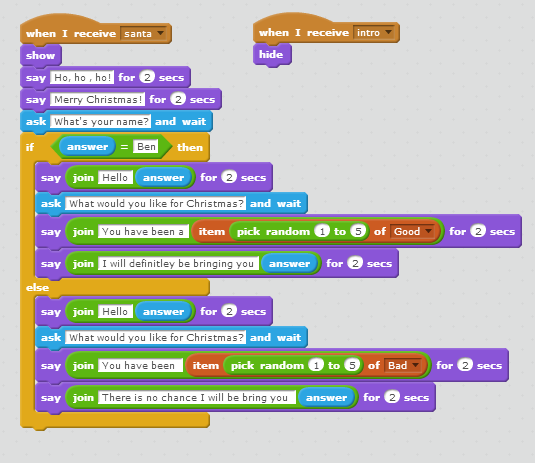 b3ndavi3s's tweet photo. Are you on the naughty list or the nice list? Interactive Santa ready for @CodeClub tomorrow https://t.co/c4kJqjvr5v