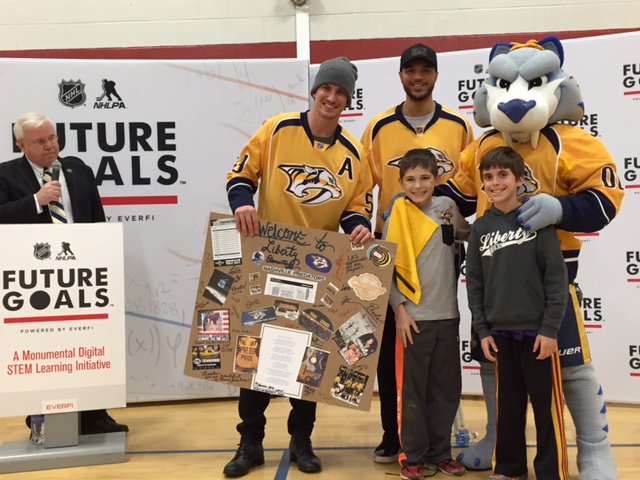 PredsFoundation's tweet photo. Thank you Liberty Elementary for hosting @FutureGoalsSTEM assembly. @Gnash00, @rjosi90 &amp; @seth_jones3 loved it! https://t.co/hOYITGuwWW