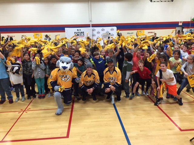 PredsFoundation's tweet photo. Thank you Liberty Elementary for hosting @FutureGoalsSTEM assembly. @Gnash00, @rjosi90 &amp; @seth_jones3 loved it! https://t.co/hOYITGuwWW