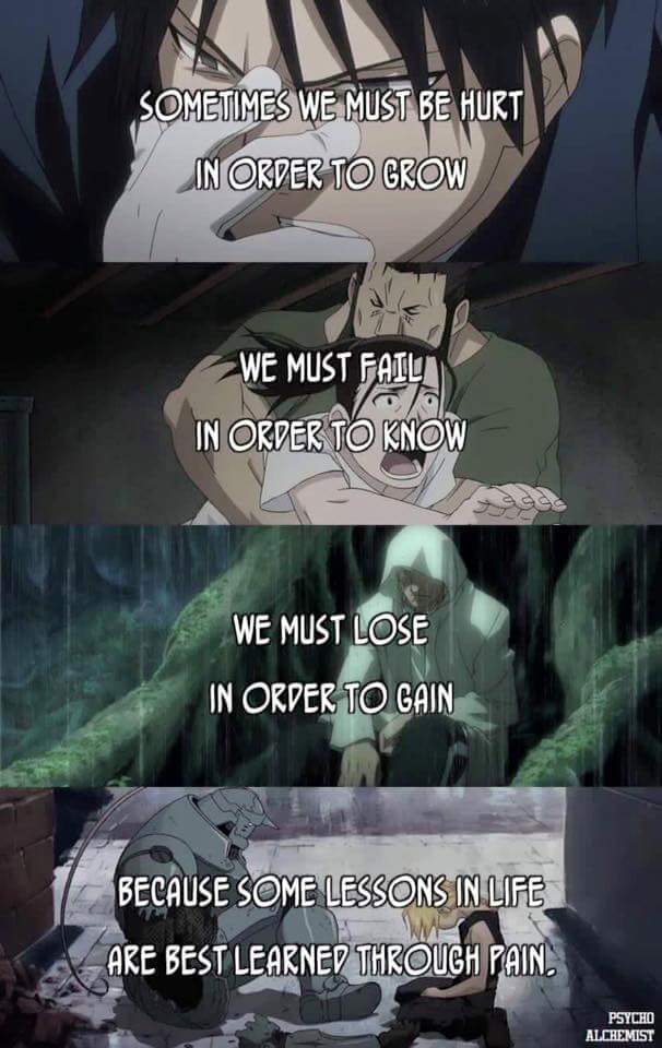 ramashak's tweet photo. Lessons are learned through pain 👇 ..  #FullMetalAlchemist #Quotes https://t.co/EYKZqDXMnD