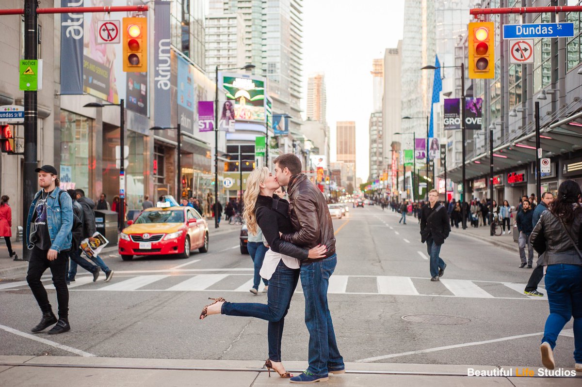 Rocking #yongeanddundas with Alex &amp; Kelly! #Engagement