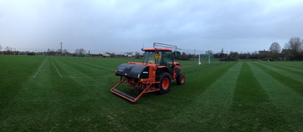 ParkersPitches's tweet photo. Our newest machine has had a baptism of fire but it's doing a great job, seen here @BactonUnited89 #wiedenmann https://t.co/pnOKzeuRIq