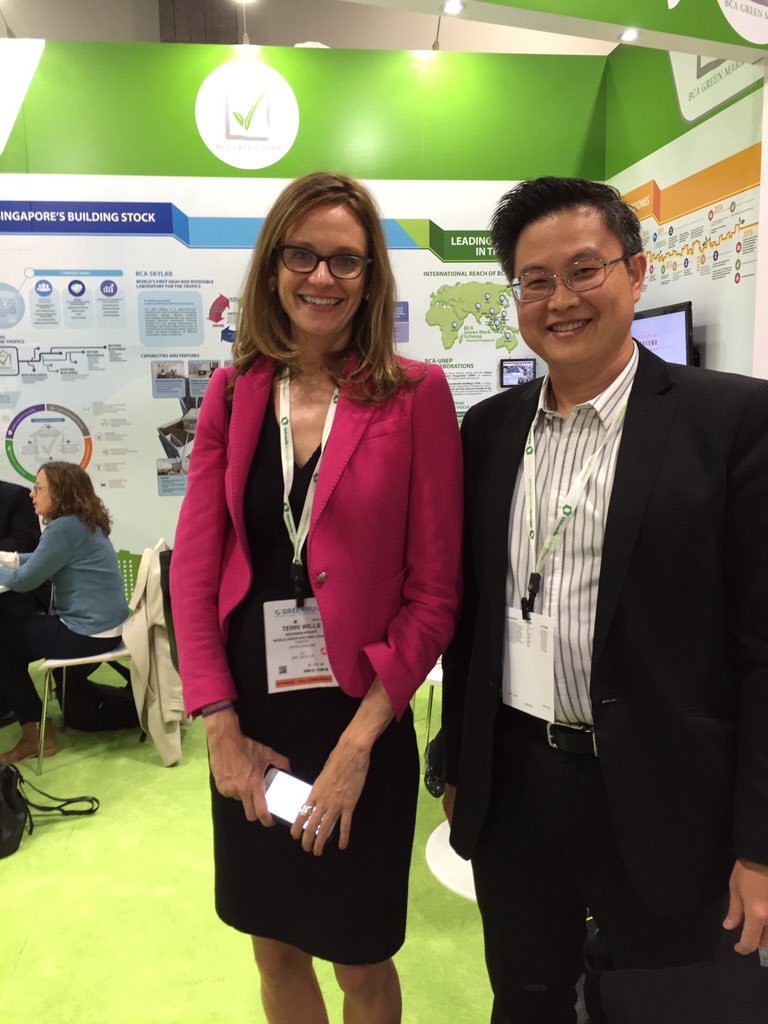 jeff_neng's tweet photo. With World GBC CEO @terriwills1010 at #greenbuild Washington DC #Singapore booth. https://t.co/OXiTx5WhzW