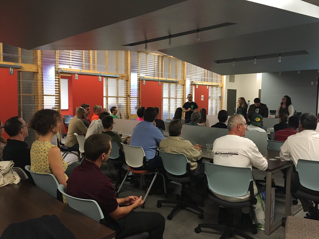 DomiStationTLH's tweet photo. What an amazing crowd! Excited to get our workshop started @FirstCommerceCU #EmonthTally #tallahassee https://t.co/kQcSzOQ48c