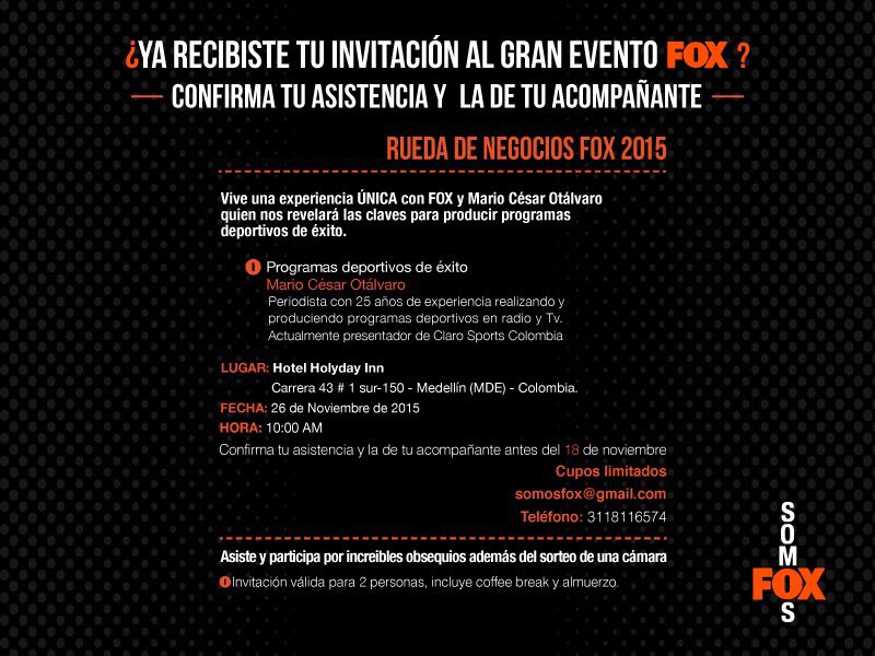 comutv's tweet photo. Y el próximo 26 de noviembre en Medellín el evento de FOX , no te lo puedes perder https://t.co/9K8fLnIwq9