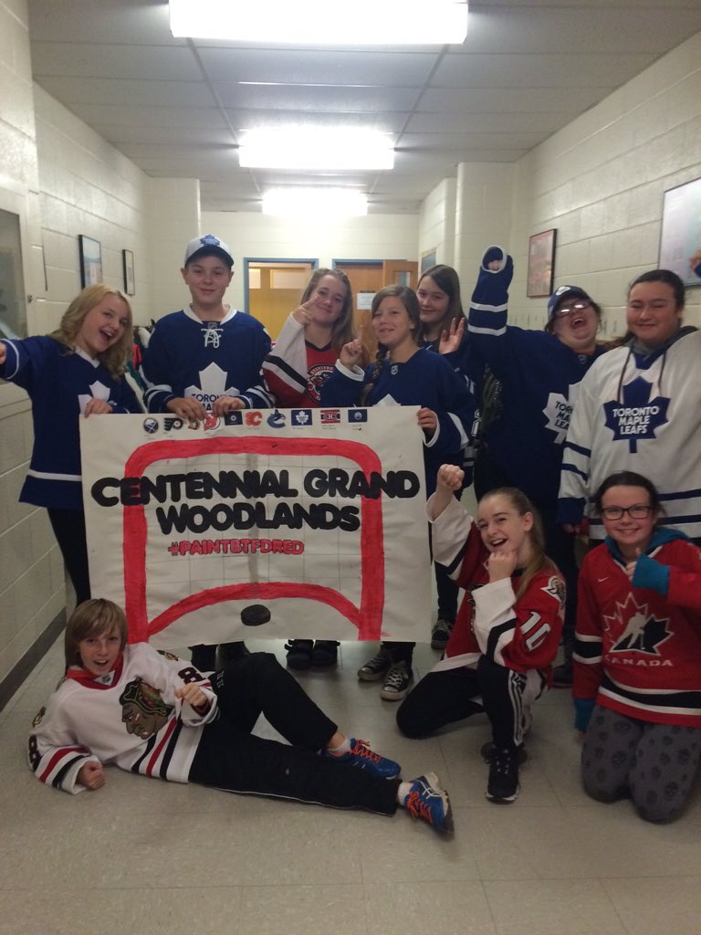 MrsCorriganGE's tweet photo. Centennial Grand Woodlands is proud and excited creating our Hometown Hockey video @GEDSB  #paintbtfdred https://t.co/IwmTYZEld1